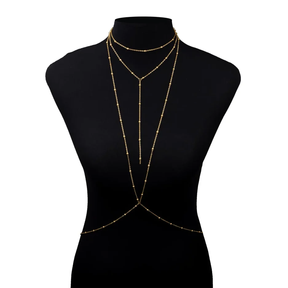 New Sexy Fashion Swimsuit Bra Body Chain Ladies Body Bead Chain Accessories BD7016