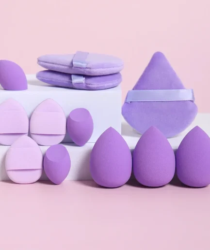 12Pcs Makeup Sponge Velvet Triangle Powder Puff Face Finger Puffs Mini Beauty Egg Liquid Foundation Tools Make Up Accessories
