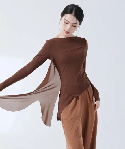 Hanfu Women Classic Dance Suit Stage Performance Outfit Short Sleeve Summer Flowy Fairy Top Elegant Training Dancer Practice New