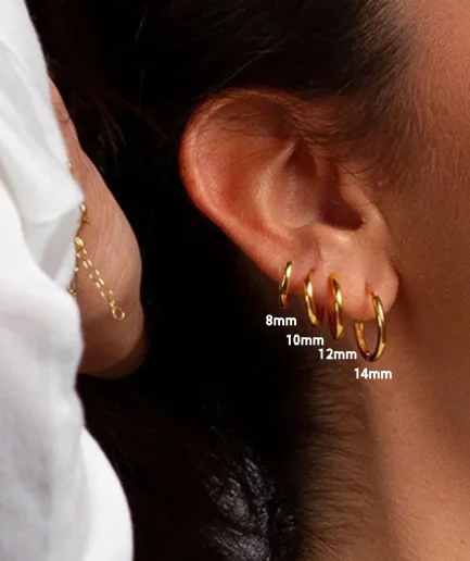 4Pairs Stainless Steel Solid Round Rings Huggies Earrings Set for Women Men Stackable Gold Plated Tiny Ear Cartilage Hoops