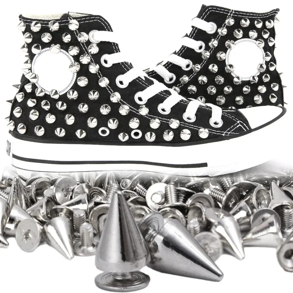 100pcs/set Silver Cone Studs And Spikes DIY Craft Cool Punk Garment Rivets For Clothes Bag Shoes Leather DIY Handcraft - Image 5