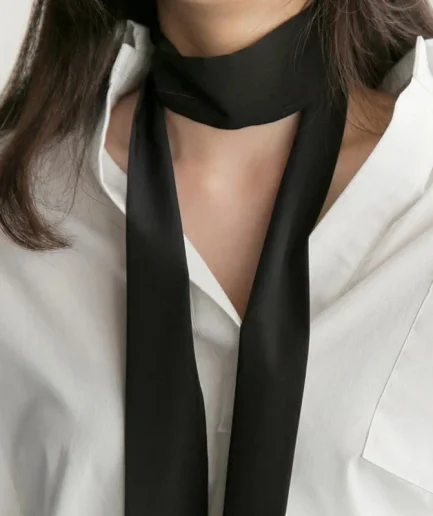 5X190CM Women Narrow Long Scarf 190x5cm Solid Color Chiffon Silk Rubber Red Tie Black Bag Ribbon Headbands Choker Streamer