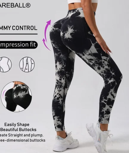 WAREBALL New Tie Dye Yoga Pants Gym Leggings Women Seamless High Waist Push Up Sport Tights Fitness Workout Leggins