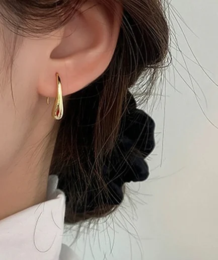Stainless Steel Earrings Korean Delicate Drop Earrings Premium Half Round Curved Earrings For Women Jewelry New Banquet Gifts