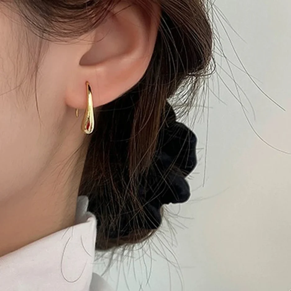 Stainless Steel Earrings Korean Delicate Drop Earrings Premium Half Round Curved Earrings For Women Jewelry New Banquet Gifts