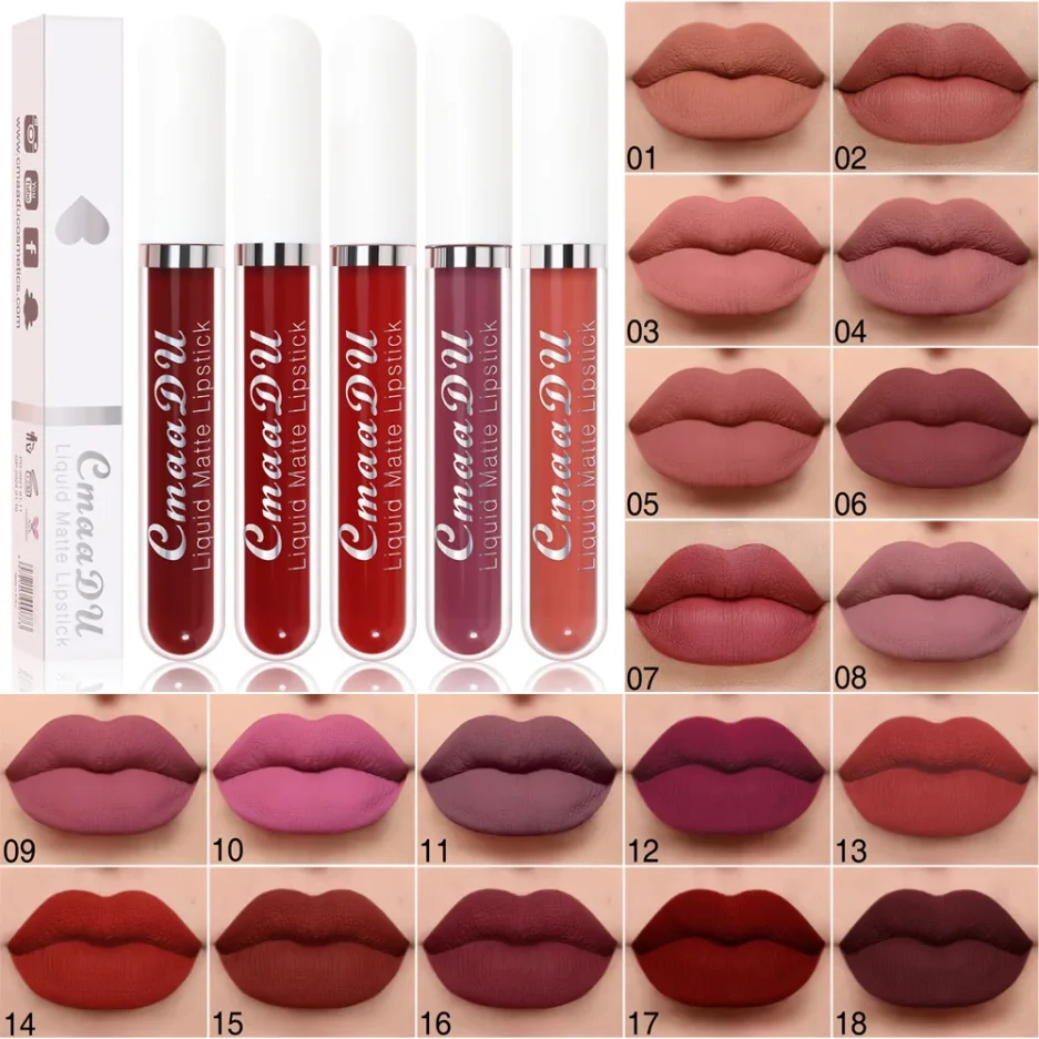 Sexy Long Lasting Velvet Matte Lip Gloss Rose Liquid Lipstick Makeup Women Beauty Red Nonstick Cup Waterproof Lip Gloss 18 Color - Image 2