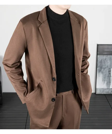 Korean Popular Clothes Men Spring Autumn Elegant Men's Jackets Men Suit Top Brand Clothing Male Coat Single Breasted Suits Coats