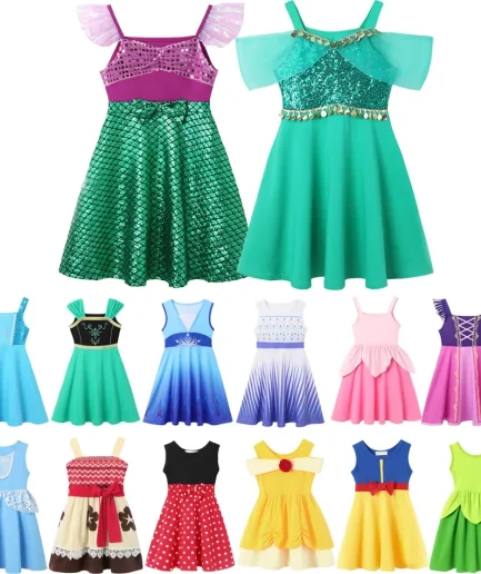 2025 New Summer Girls Children Mermaid Girls Dress Sleeveless A-Line Dress Children Baby Princess Costume Girls Casual Dresses
