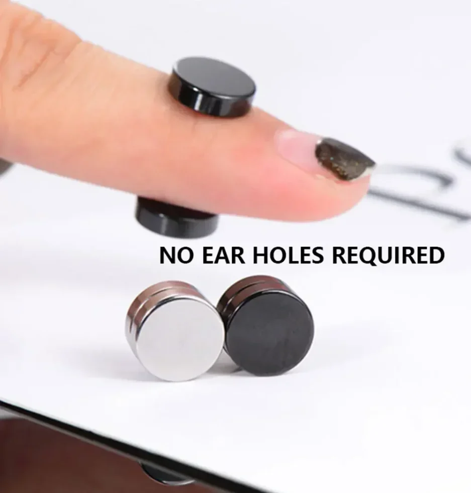 1/3Pairs 6MM Crystal Magnetic No-Pierce Stainless Steel Stud Earrings for Men Punk Zircon Magnet Earrings Non Piercing Jewelry - Image 4