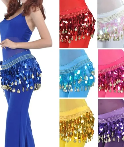 Thailand/India/Arab Dancer Sequins Tassels Skirt Women Sexy Belly Dance Hip Scarf Wrap Belt Dancer Skirt Female Show Costumes