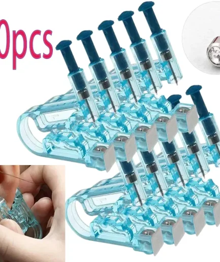 10 Pcs Disposable Sterile Ear Piercing Set Cartilage Tragus Helix Piercing Gun No Pain Piercer Tool Machine Kit Stud Jewelry
