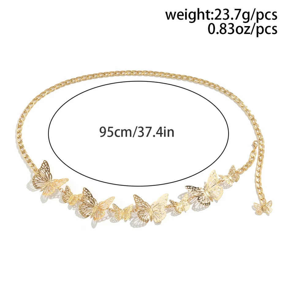 Salircon Punk Metal Three-dimensional Hollow Butterfly Waist Chain Trend Metal Body Chain Hip-hop Sexy Summer Beach Jewelry - Image 5