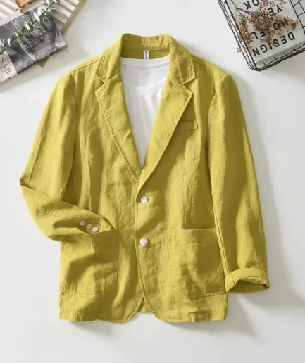 Man Blazer Thin Linen Blazer Mens Summer White Single Suit For Men Cotton Sunscreen Blazer Jacket Men Slim Fit Casual 2023 New