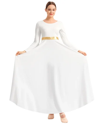 Metallic Praise Dance Dress for Women Long Swing Liturgical Worship Church Robe Dress Lyrical Dancewearl Church Robe