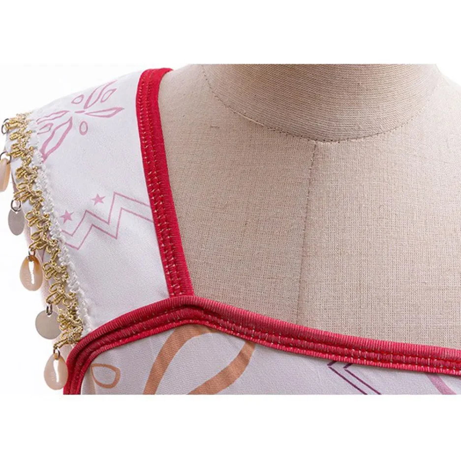 Disney New Summer Movie Hot Moana 2 Short-sleeved Clothes Girl Cosplay Moana Princess One-Shoulder Suspender Dress + Wig Set - Image 6