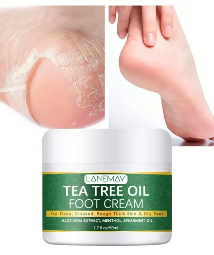 Foot moisturizer with aloe vera and tea tree oil to deeply nourish the skin, for dry and rough skin, daily hand and foot care