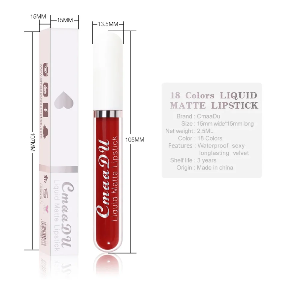 Sexy Long Lasting Velvet Matte Lip Gloss Rose Liquid Lipstick Makeup Women Beauty Red Nonstick Cup Waterproof Lip Gloss 18 Color - Image 5
