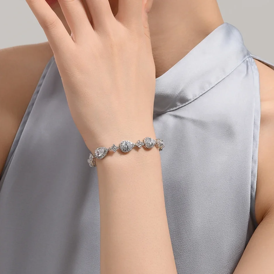 ZAKOL Classic Geometric Water Drop CZ Bracelet for Women Bridal Gorgeous Buling Zircon Party Wedding Jewelry - Image 4