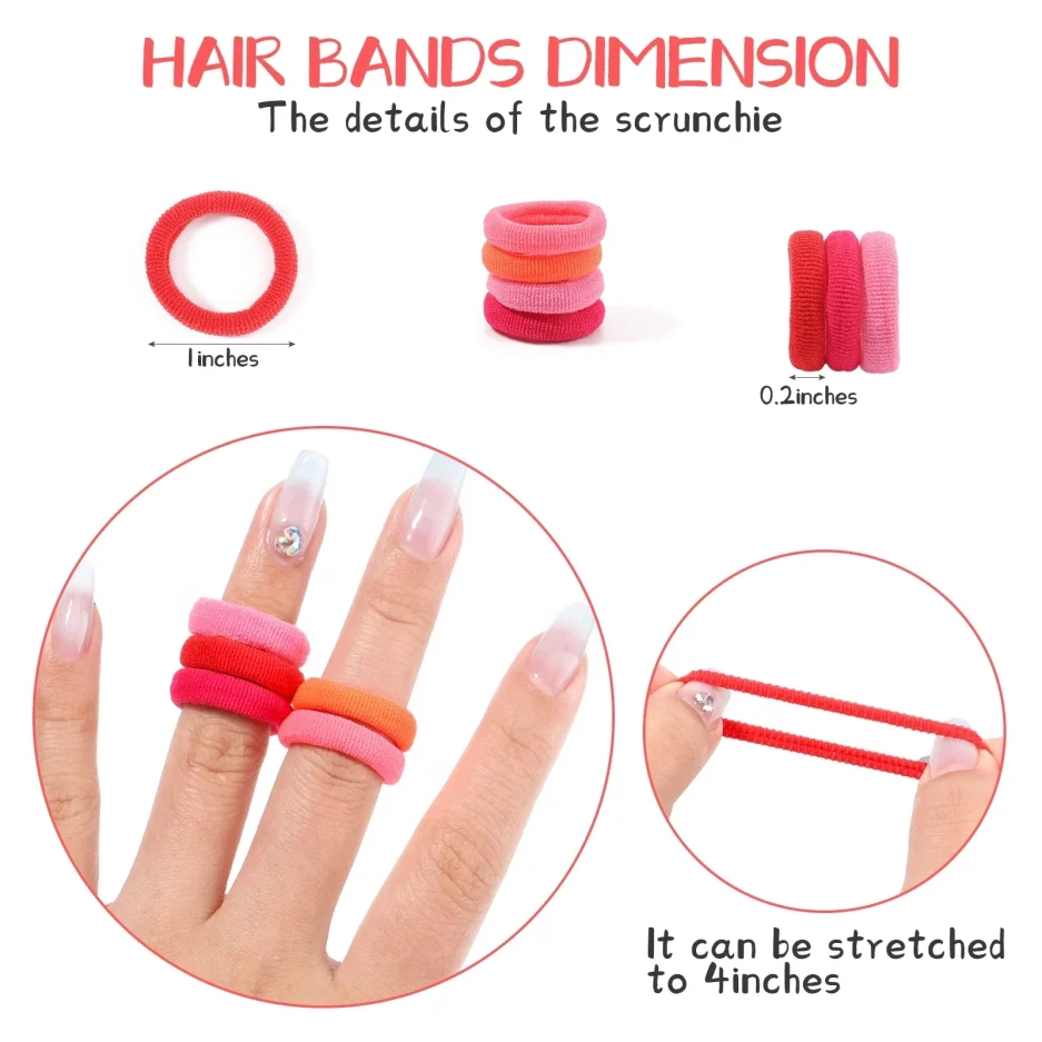 100PCS Colorful Basic Nylon Ealstic Hair Ties for Girls Children Ponytail Hold Scrunchie Rubber Band Kids Basic Hair Accessories - Image 6
