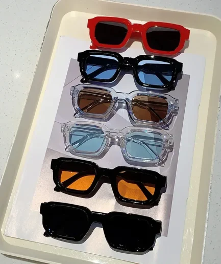 New Men Vintage Rectangle Frame Sunglasses Fashion Retro Sun Glasses Luxury Brand Design Glasses UV400 Eyewear Women Goggles