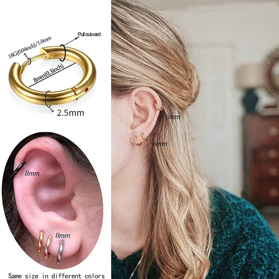2022 New Simple Stainless Steel Small Hoop Earrings for Women Men Cartilage Ear Piercing Jewelry Pendientes Hombre Mujer - Image 3