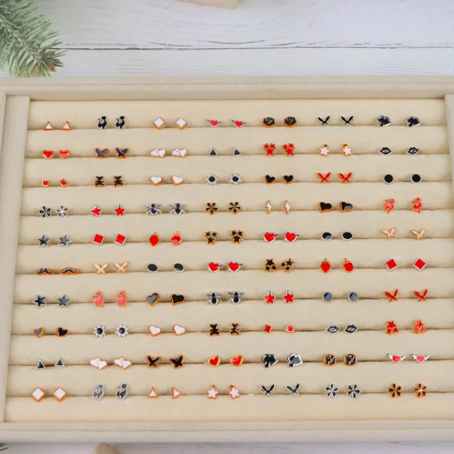 36Pairs/Lot Fashion Colorful Rhinestone Stud Earring Women Girls Animal Fruit Piercing Jewelry Wedding Party Gifts Mixed Style - Image 4