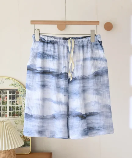 Cotton Fashionable Printed Men's Sleepwear Short Pants for Summer Thin Large Size Homewear Casual Simple Men's Shorts
