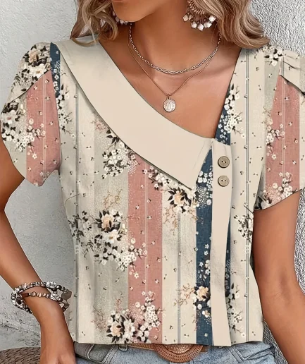 Women's plus size shirt summer chic elegant shirt casual women's fashionable shirt