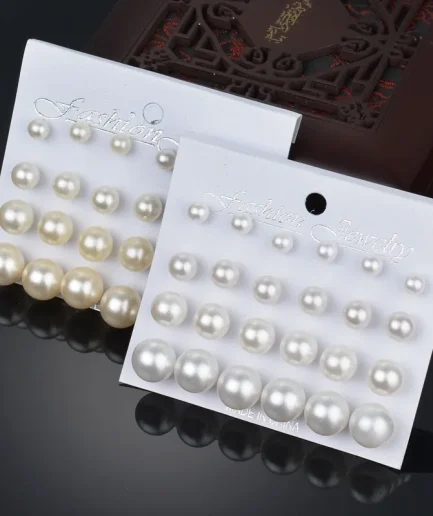 YOBEST 12 pairs/set Female Pearl Earrings Set For Women Bohemian Geometric Stud Earrings for Women Fashion Jewelry Gifts
