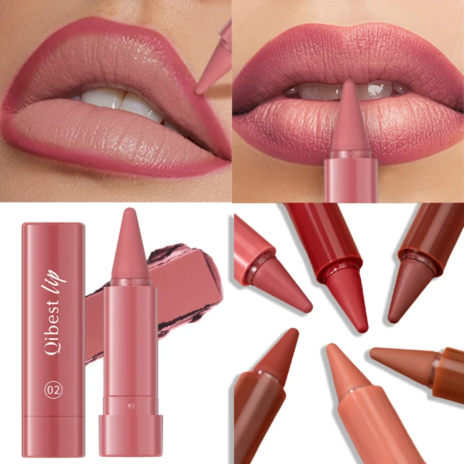 Twist Up Lip Liner Lipstick Pen Multipurpose Powder Blusher Velvet Matte Waterproof Lip Contour Non Stick Cup Lip Rouge Makeup - Image 5