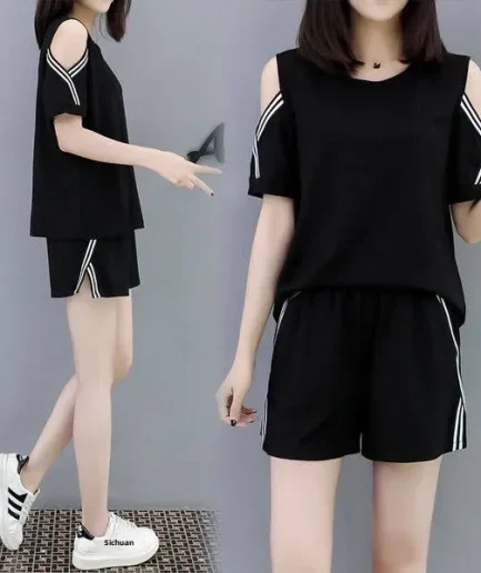Plus Size Fashionable Short Sleeve Suit Women's Loose-fit Casual Sport 2-piece Set Summer 2024 New Arrival Korean Style