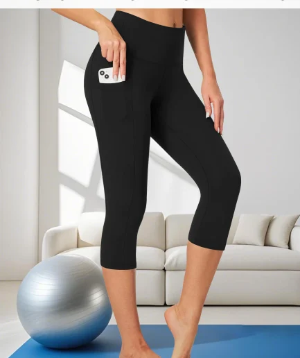 High Waisted capri pants For Women With Pockets Tummy Control No See Through Workout Running Yoga Athletic Push Up Gym Leggings