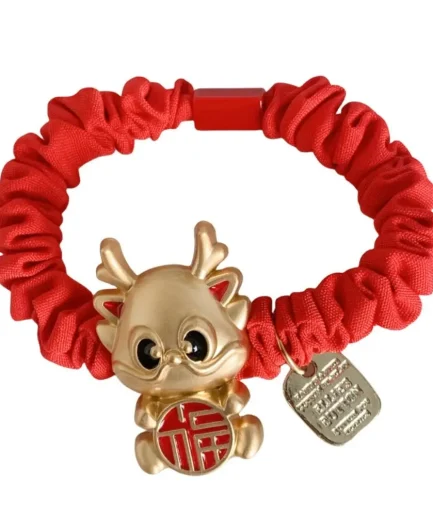 New Year Headwear Red Hair Rope Child Headwear New Year Mascot Chinese New Year Hair Scrunchie Mascot Dragon Ponytail Holder
