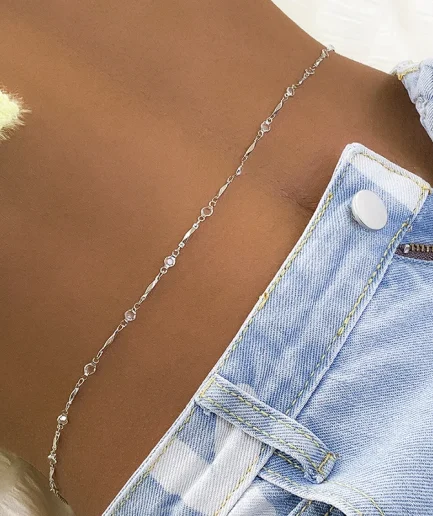 2022 Trendy Minimalism Belly Chains for Waist Sexy Women Body Chain Jewelry Vintage Shine Crystal Beach Vacation Accessories