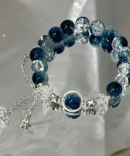 New Simple Beads Crystal Bracelet for Women Girls Korean Ins Flower Fox Feather Tassel Bracelets Friendship Jewelry Gifts 2024