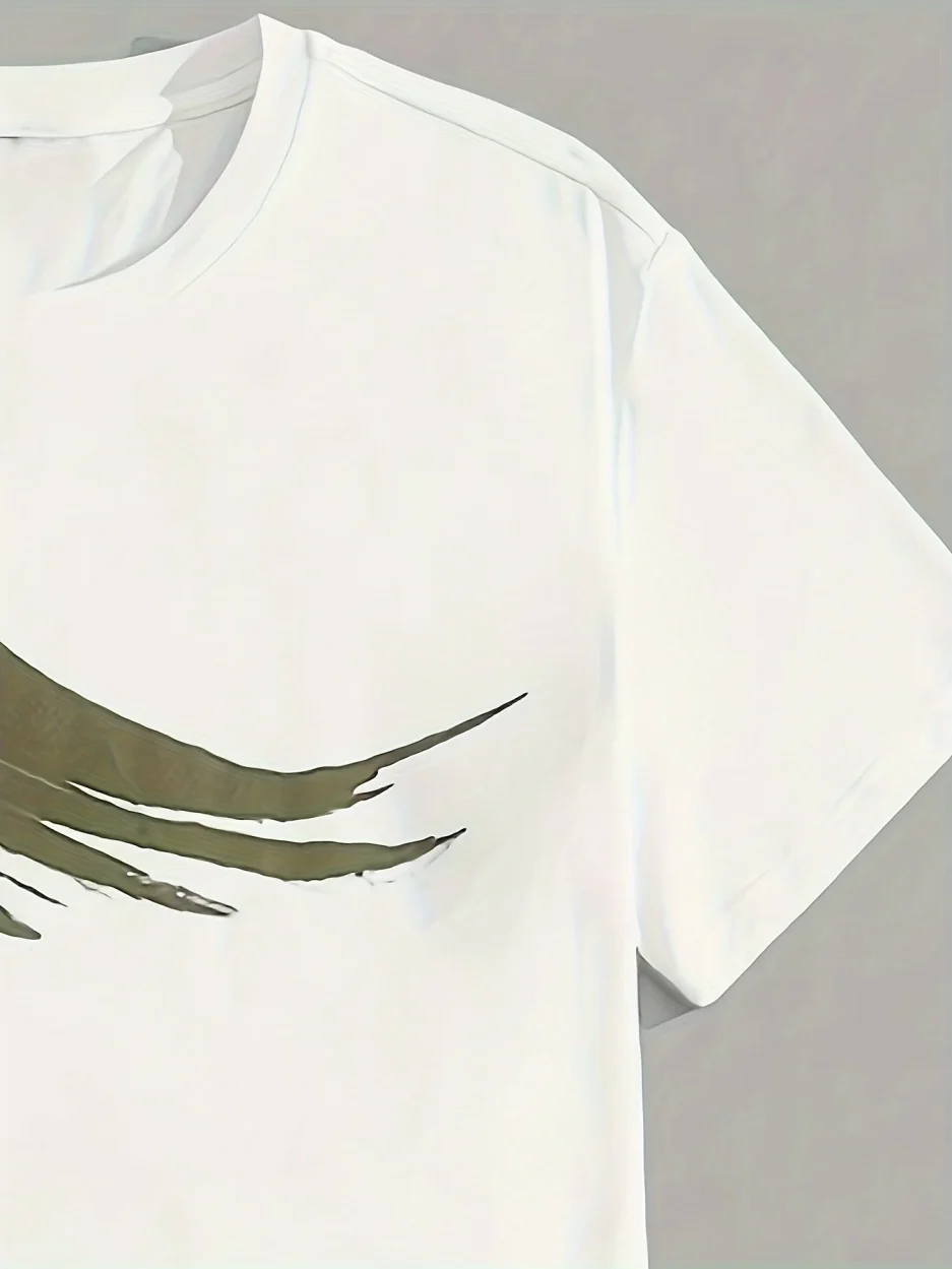 2024 Simple Casual Men's T-shirt Short-sleeved Suit And Pants Fashion Eagle Print Pattern Sports And Leisure Two-piece Set - Image 3