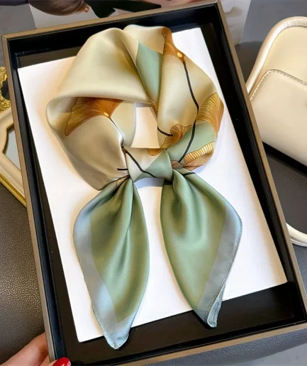 Luxury Print Spring Neck Tie Shawl 2024 Silk Square Scarf Women Wraps Female 70cm Hair Hand Wrist Headkercheif Hijab Bandana