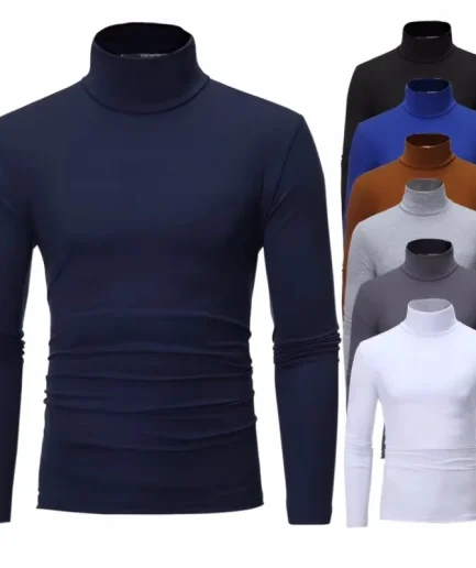 Thermal Underwear Tops Men Spring Clothes Thermal Shirt Autumn Men's Winter Tights High Neck Thin Slim Fit Long Sleeve T-shirt