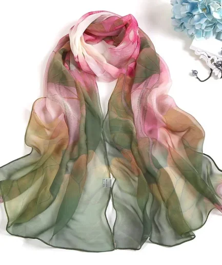 RUNMEIFA 2025 New Fashion Spring/Summer Women Floral Printing Beach Silk Scarf Shawls Female Long Wraps Beach Sunscreen Hijab