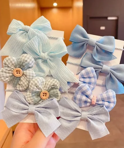 10Pcs/Set Big Bow Flower Elastic Hairbands Children Girls Sweet Hair Ties Fashion Headbands Hair Accessories Rubber Band