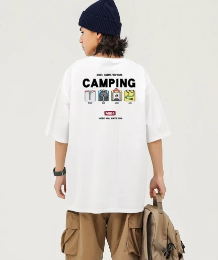 Summer New Outdoor Camping T-shirt Pure Cotton High-quality Unisex Couple Model Harajuku Leisure Vacation Summer Sleepwear