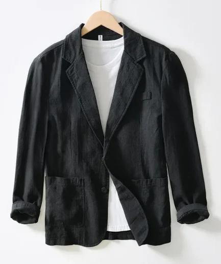 2022 Men's Blazer Jacket Spring Summer Solid Slim Casual Business Thin Breathable White Cotton Linen Suit Coat Male