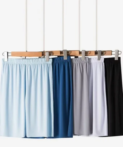 Ice Silk Cool Summer Men Sleepwear Shorts Sexy Underwear Nightwear Comfortable Elastic Loose Casual Man Sleep Bottoms Homewear