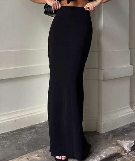 Fashion For Women Black Long Skirts High Waist Slim Seamless Elegant Ladies Gown Casual Summer 2023 New Female Maxi Skirts