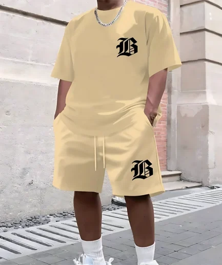 The 2025 summer new men's suit is a casual and fashionable 3D printed outdoor wear with a simple style