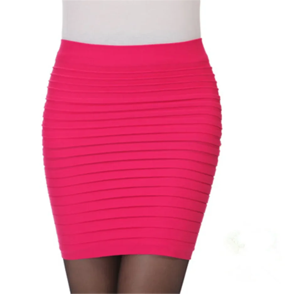 Summer Women High Waist Skirt Solid Color Elastic Pleated Skirt For Office Lady Draped Slim Mini Skirt Sexy Lady Pencil Skirts - Image 6