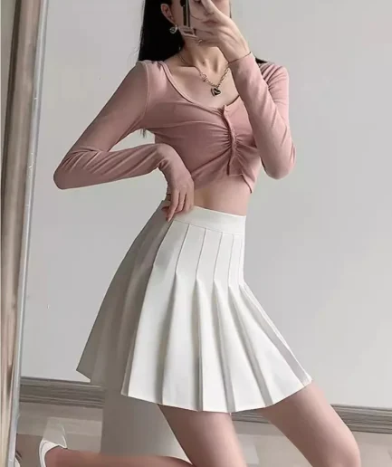 Women Pleated Skirt High Waist A-Line Mini Skirt School Girl JK Uniform Skirt Skater Skirt Tennis Skirt White Plus Size
