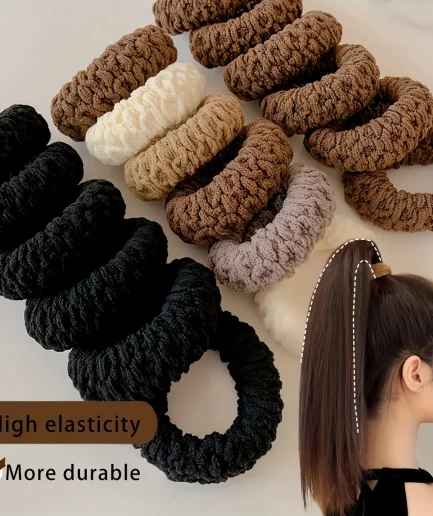 10pcs of Upgraded Wide And Thick Hair Ties, Fashionable for Ponytails And Buns, Made of Durable Elastic Material That Won'T Dama
