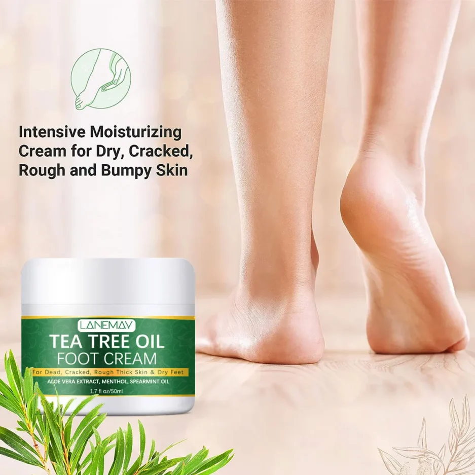 Foot moisturizer with aloe vera and tea tree oil to deeply nourish the skin, for dry and rough skin, daily hand and foot care - Image 2