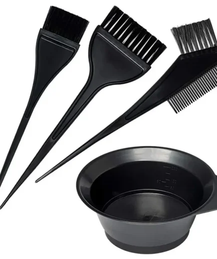 4Pcs/Set Black Hair Dyeing Accessories Kit Hair Coloring Dye Comb Stirring Brush Plastic Color Mixing Bowl DIY Hair Styling Tool